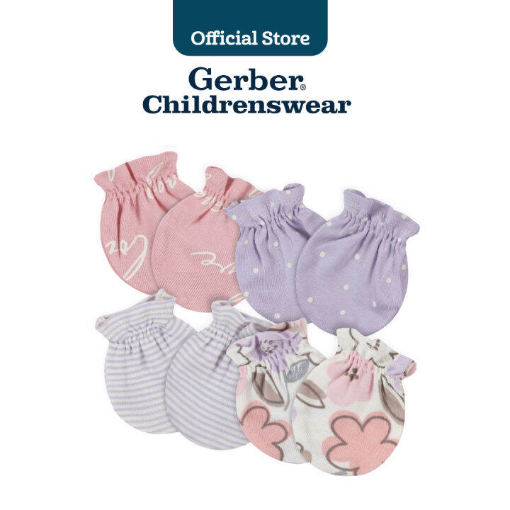 Gerber 4Pack Baby Girls Bunny Ballerina No Scratch Mittens Lazada
