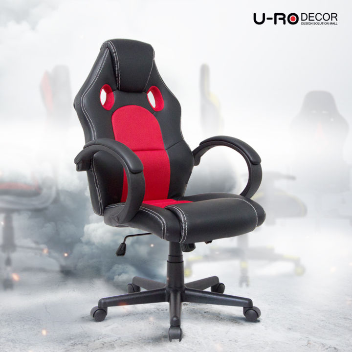 u-ro-decor-เก้าอี้เล่นเกมส์-รุ่น-speed-สปีด-สีดำ-แดง-เก้าอี้สำนักงาน-ปรับสูง-ต่ำได้-119-cm-รับน้ำสูงถึง-120-กม-เก้าอี้-chair-office-chair-gamingchai