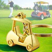 1pc mini Golf cart gift with Key chain golden silver kirsite high quality golf accessories for boy kids girls teenages golf club