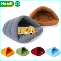 【HATELI】Soft Polar Fleece Dog Beds House Winter Warm Pet Mat Small Dog Puppy Cat Sleeping Bag Nest Cave Kennel