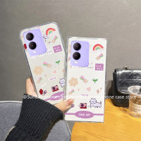 เคสโทรศัพท์ Phone Case VIVO Y17s T1x Y33T Y33s Y21T Y21A Y21s Y21 เคส การ์ตูนน่ารักใหม่เคสสติกเกอร์กระต่ายโปร่งใสป้องกันการตกหล่นฝาหลัง2023