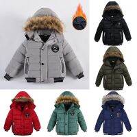 2 3 4 5 6 Years Winter Baby Boys Jacket Warm Fashion Autumn Hooded Coat Zipper Fur Collar Outerwear Birthday Gift Kids Clothes