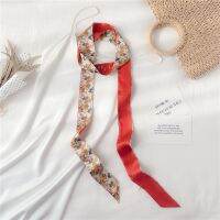 ◆ Lengthened Narrow Silk Scarf Women Luxury Brand Skinny Scarves Decorative Belt Ladies Head Band Wrapped Ribbon Fashion Print New