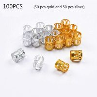 50-200Pcs/Lot Gold and Silver 8x9mm Micro Hair Dread Braids Lock Tube Beads Adjustable Cuffs Clips for Hair Accessories Tool Adhesives Tape