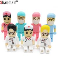 SHANDIAN Hot Sale 7 Style Doctors Model Memory Flash Stick Pendrives 4GB/16GB/ 32GB/64GB Cartoon USB Flash Memory PenDrive gift