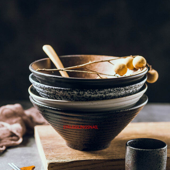 japanese-creative-noodle-bowl-tableware-set-commercial-bamboo-hat-ceramic-bowl-household-large-ramen-rice-noodles-soup-bowl