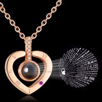 Projection Necklace 100 Languages I Love You Necklace for Women Love Zircon Couple Romantic Jewelry Gift For Lover Girlfriend
