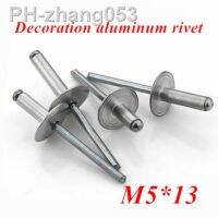 100pcs/lot M5x13 Aluminum Countersunk POP Head Rivet Core Pulling Decoration Rivets with Big Hat