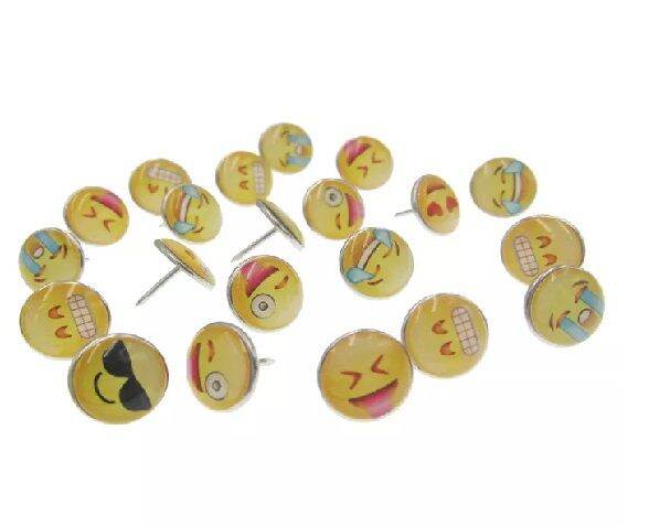 54 PIN SET U BRANDS Emoji Face Push Pins Steel Metal With 6 Unique ...