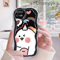 เคส Chenyyka สำหรับ OPPO A15 A35 A15s 4G เคสการ์ตูนน่ารักลายยูนิคอร์นขอบคลื่นเนื้อครีมกันกระแทกแบบใสนิ่มเคสมือถือเคสโปร่งใสลายกล้องถ่ายรูปที่สร้างสรรค์ซิลิกาเจลฝาครอบป้องกัน