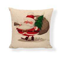 【cloth artist】2022 FashionLinen PillowcaseSeries Santa Claus Pillow ปลอกหมอนตกแต่งโซฟาของเขา