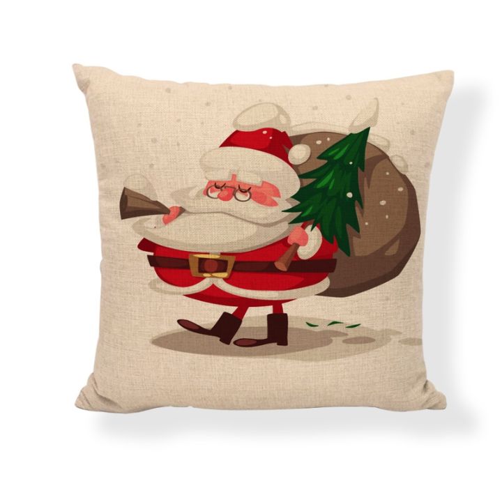 cloth-artist-2022-fashionlinen-pillowcaseseries-santa-claus-pillow-ปลอกหมอนตกแต่งโซฟาของเขา