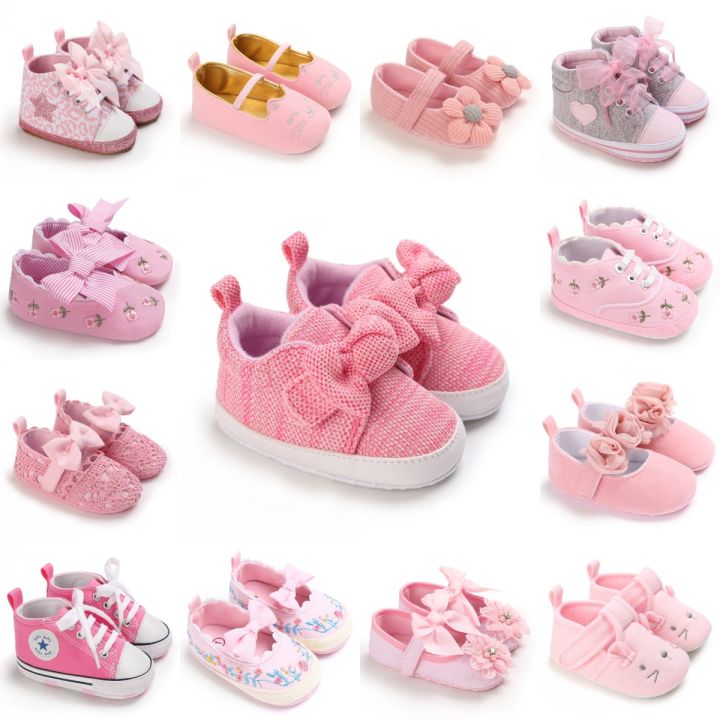 Baby Shoes Pink Newborn Baby Girls Cute Anti-Slip Infant Toddler Soft ...