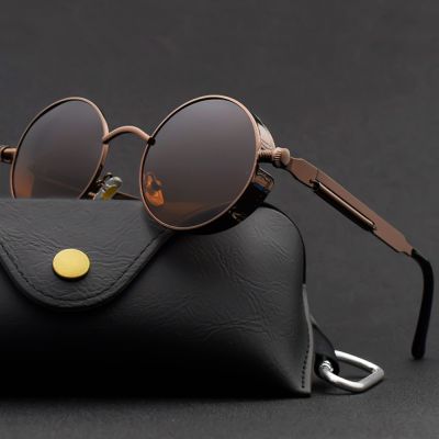 [LWF HOT]♈ Classic Gothic Steampunk Sunglasses Women Brand Designer Vintage Round Metal Frame Sun Glasses Female Male High Quality UV400