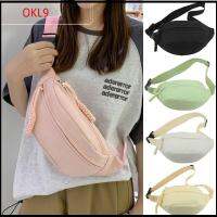 OKL9 ไนลอนทำจากไนลอน กระเป๋าคาดเอว กันน้ำกันน้ำได้ สีทึบทึบ กระเป๋า Crossbody ลำลองแบบสบายๆ กระเป๋าคาดอก กีฬาวิ่งเดินป่า