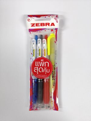 ZEBRA ซีบร้า ปากกา Sarasa Clip Mark on ปากกาเจล 0.5 MM ชุดแพ็คพิเศษสุดคุ้ม3+1
