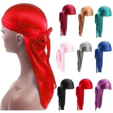 Fashion Silky Durags Turban Hat Unisex Silk Durag Headwear Bandans Headband  Hair Accessories Breathable Bandana Hat Pirate Hat