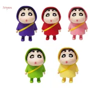 IVYAN ชุดตกแต่งตั้งโต๊ะ5ชิ้น/เซ็ต,สีเทียนชินจังภาพอนิเมะคอสเพลย์ตกแต่งหน้าเค้กของสะสมหุ่นของเล่นชุดกันฝนของขวัญ Pvc ของขวัญวันเกิดตุ๊กตาขยับแขนขาได้