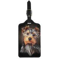 【DT】 hot  Twoheartsgirl Cute Yorkshire Terrier Dog Printed Suitcase Tag Handbag Portable PU Lable Luggage Name Tags Essential Accessories