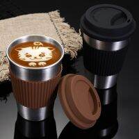 1PC304 Stainless Steel Mug Silicone Insulation ins Style Coffee Cup Convenient Office Cup