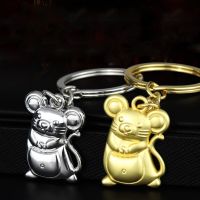 Cute Metal Gilded Zodiac Mouse Key Chains Designer Cool Couple Purse Charm Keyring Pendant Car Accessories Valentines Day Gift