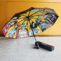 906A10 Bone Umbrella Co-nded Automatic Umbrella Sunscreen Cartoon Black Rubber Umbrella Luffy