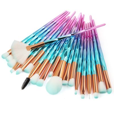 【cw】 New 20pcs/set Diamond Makeup Brushes Set Fan Powder Foundation Eye shadow Lip Blending Cosmetic Beautiful Make Up Brush Tools