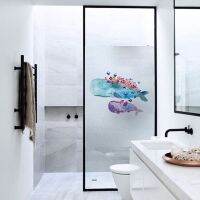 Custom Made Electrostatic Window Film Cartoon whale dolphin Frosted Privacy Static Cling Stickers Bathroom Kid room