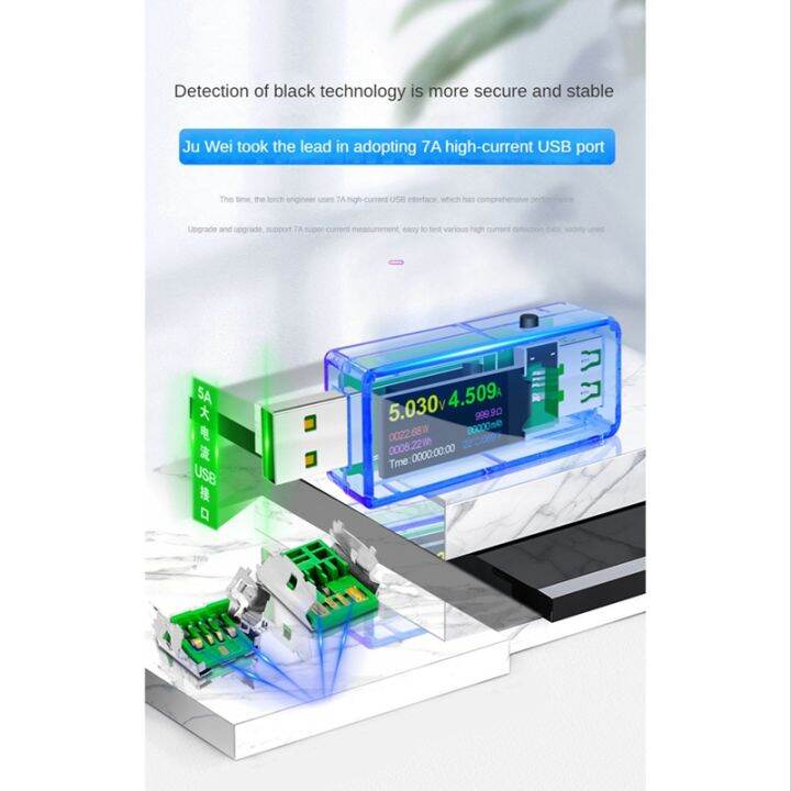 usb-tester-u96p-6-5a-13-in-1-usb-tester-dc-digital-voltmeter-voltage-current-volt-ammeter-detector-charger-indicator-meter-clear-blue