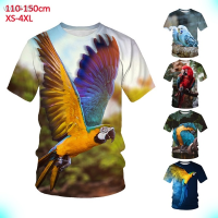 2023 3d Parrot Print Casual T-shirt Suitable for Men And Women Unisex