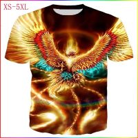 2023 New Mens Fire Sea Phoenix Creative 3d Print Unisex Casual T-3DShirt