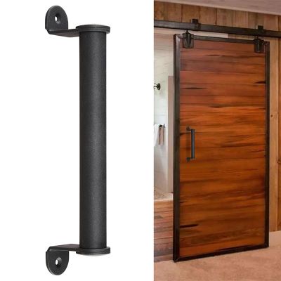 2Pcs Black Carbon Steel Sliding Barn Door Pull Handle for Sliding Barn Door Garden Gates Garages Hardware Kit