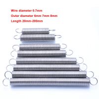 Wire Dia 0.7mm OD 6 7 8mm 304 Stainless Steel Tension Spring S Hook Cylindroid Helical Pullback Extension Spring Length 20 200mm