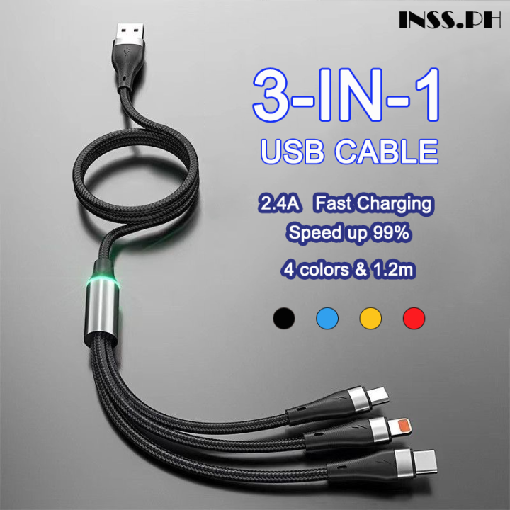 Original 3 IN 1 USB Cable For iP Micro Usc Cable Type C Quick Charger