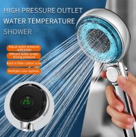 ☼❈✱ Smart Bathroom Shower Head Adjustable High Pressure One-key Stop Water Saving Shower Heads Temperature Digital Display Bathroom