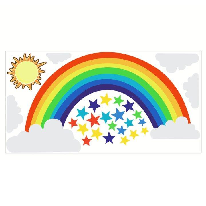 Cartoon Rainbow Stars Wall Sticker Living Room Wallpaper Self Adhesive