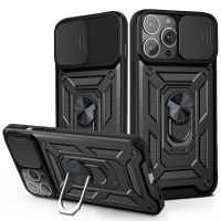 iPhone 14 Pro Case, WindCase Rugged Armor Protection Case with Slide Camera Cover &amp; Ring Holder Stand for iPhone 14 Pro