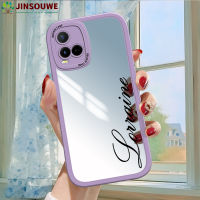 Jinsouwe เคส Vivoy21t เคสมือถือสำหรับ Vivo Y21T สำหรับเด็กผู้หญิงแฟชั่นตัวอักษรบางเฉียบป้องกันเต็มปกหนังกรอบกระจก