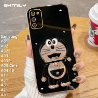 Shmily เคสโทรศัพท์แฟชั่น DingDong แมวสำหรับ Samsung กาแลคซี A22 A22 A12 5G A32 A32 5G A52 A42 A52 5G A52S 5G A72หรูหราชุบด้วยไฟฟ้าตรงขอบซิลิโคนนิ่มฝาครอบโทรศัพท์กันกระแทก