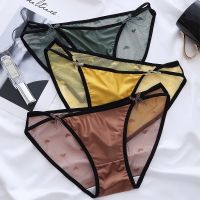 【cw】 Transparent Back Mesh Bow Briefs Low Rise Female Panties