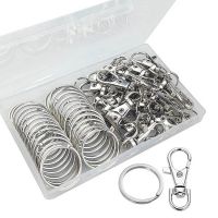 100 Pieces Flat Key Rings Kit Alloy Anti-rust Keyrings with Chain Open Jump Rings DIY Crafts Jewelry Making Holiday Gift D20 21