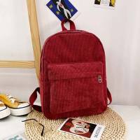 Fashion Corduroy Backpack Style Soft Fabric Female Pure Colour Student Bag School Vintage Women Striped Teenage Girls Travel Bac