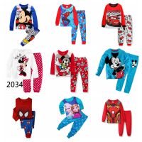 Boys Captain America Clothes Spiderman Pajamas Mickey Minnie Sleepwear For Kids Girls Pyjamas Pijamas Long Sleeve Tops Children