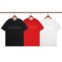 เสื้อยืด Valentino Valentino ใหม่2023เสื้อยืดแขนสั้นสำหรับทั้งหญิงและชายสไตล์เดียวกันเสื้อแบบหลวมผ้าฝ้ายลายนูน