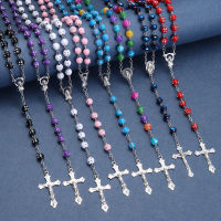 OKDEALS จี้ไม้กางเขนสำหรับผู้หญิง1ชิ้นของขวัญหลากสไตล์ Tasbih Rosario สร้อยคอคาทอลิก