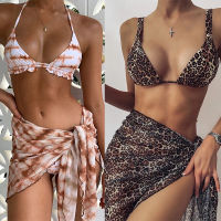 y 3 Piece Swimsuit Women Tie Dye Push Up Padded Biquini zilian Summer Bathing Suit Bikini 2021 Swimwear Women Skirt