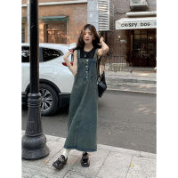 Factory Outlet Fast Shipping Single -Breasted Denim Strap Dress Female Summer 2023 New Retro Water Washing Mid -Length