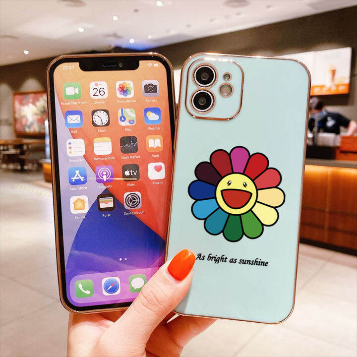 ggk-เคสสำหรับ-realme-11-5g-11-pro-5g-11-pro-5g-realme-narzo-60-5g-ฟรีสายคล้อง-แบรนด์แฟชั่นยอดนิยมของญี่ปุ่นลายขอบสี่เหลี่ยมดวงอาทิตย์ชุบเคสโทรศัพท์หรูหราชุบเคสโทรศัพท์นิ่ม