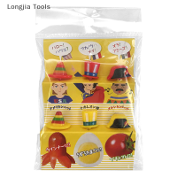 Longjia Tools 6pcs Bento ผักเด็กวัยหัดเดินเด็กผลไม้ส้อมฟันหมวกผลไม้