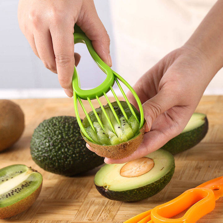 1pc Dual-purpose Avocado Slicer Tool Made Of Green Plastic